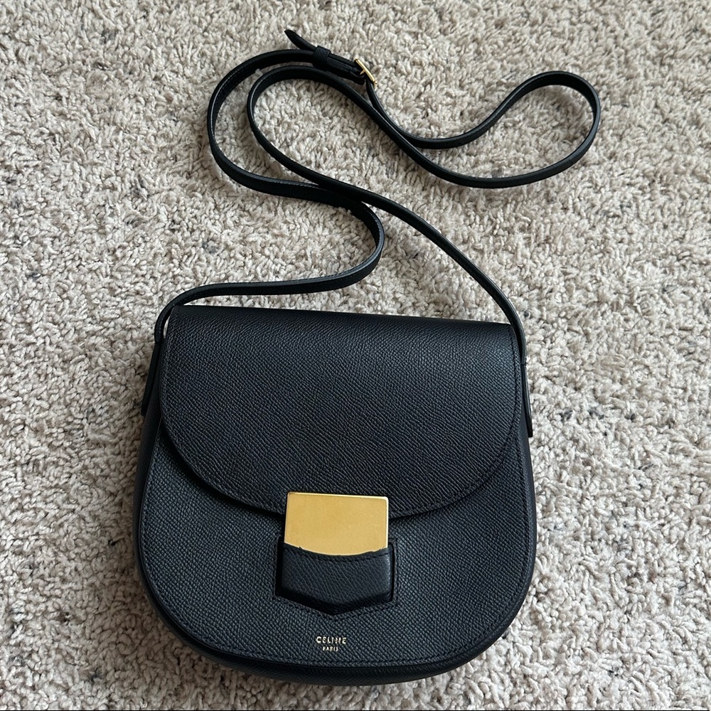 Celine Trotteur Small in Black Grained Calfskin